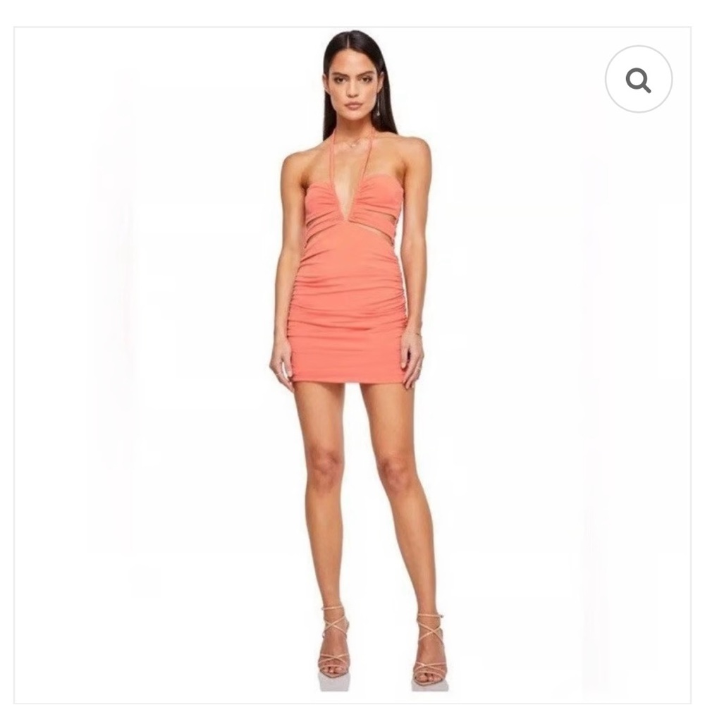 Nookie Elegant Coral Halter Mini Dress